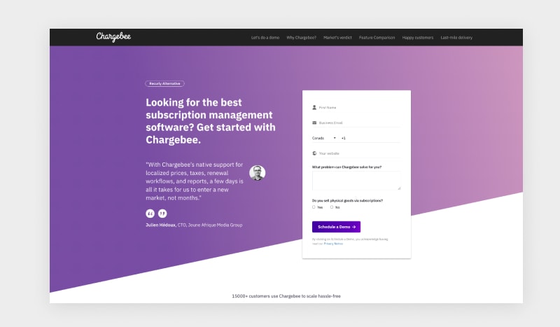 B2B Landing Page: Chargebee