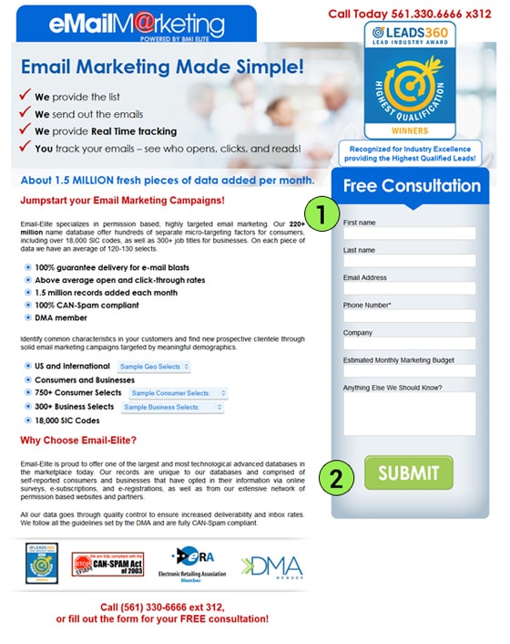 BMI Elite Landing Page