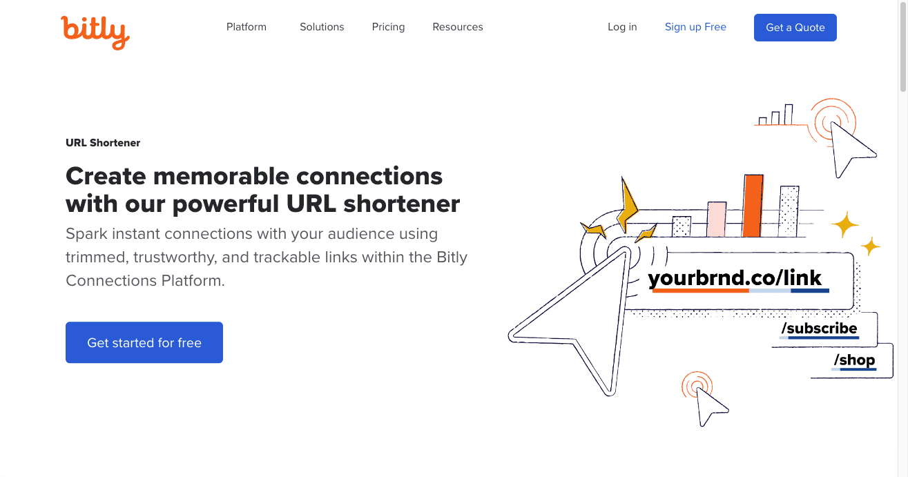Thumbnail screenshot of a Bitly landing page