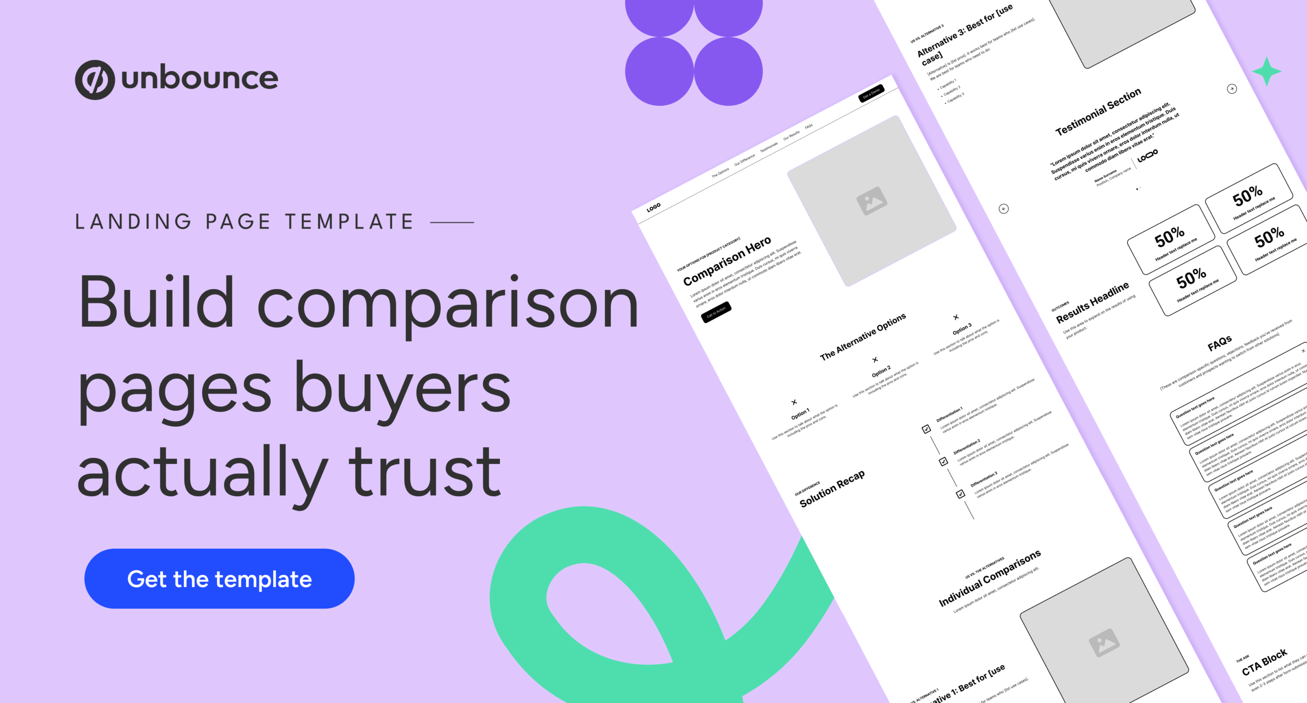 Tas Bober SaaS Comparison landing page template by Unbounce
