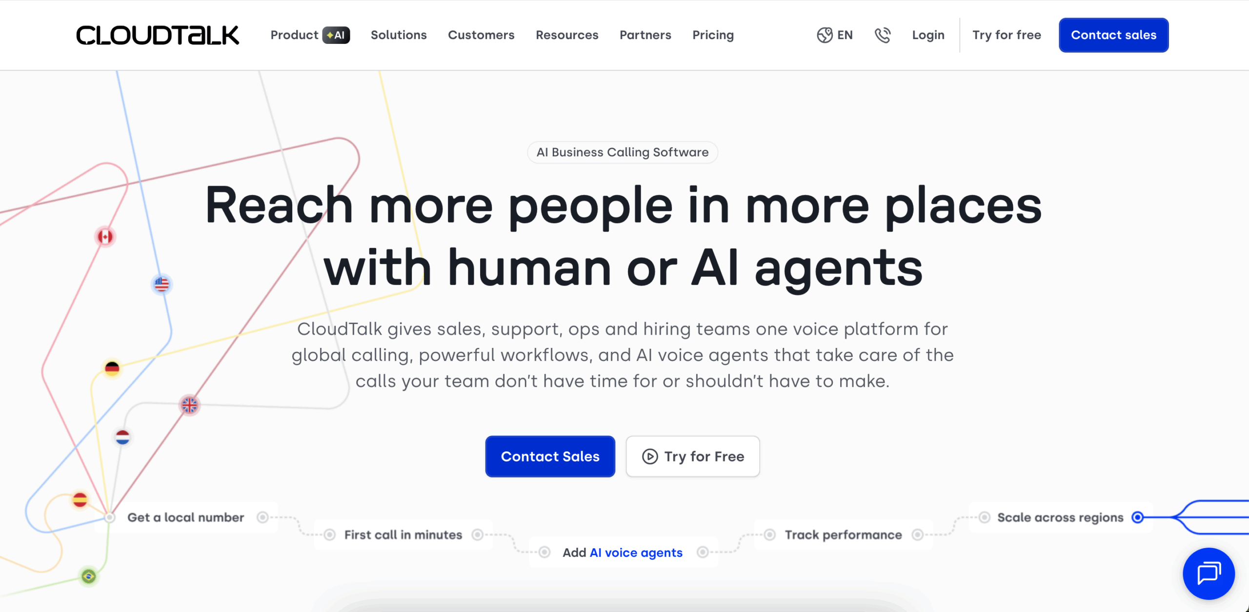 Thumbnail screenshot of a CloudTalk SaaS AI contact center landing page