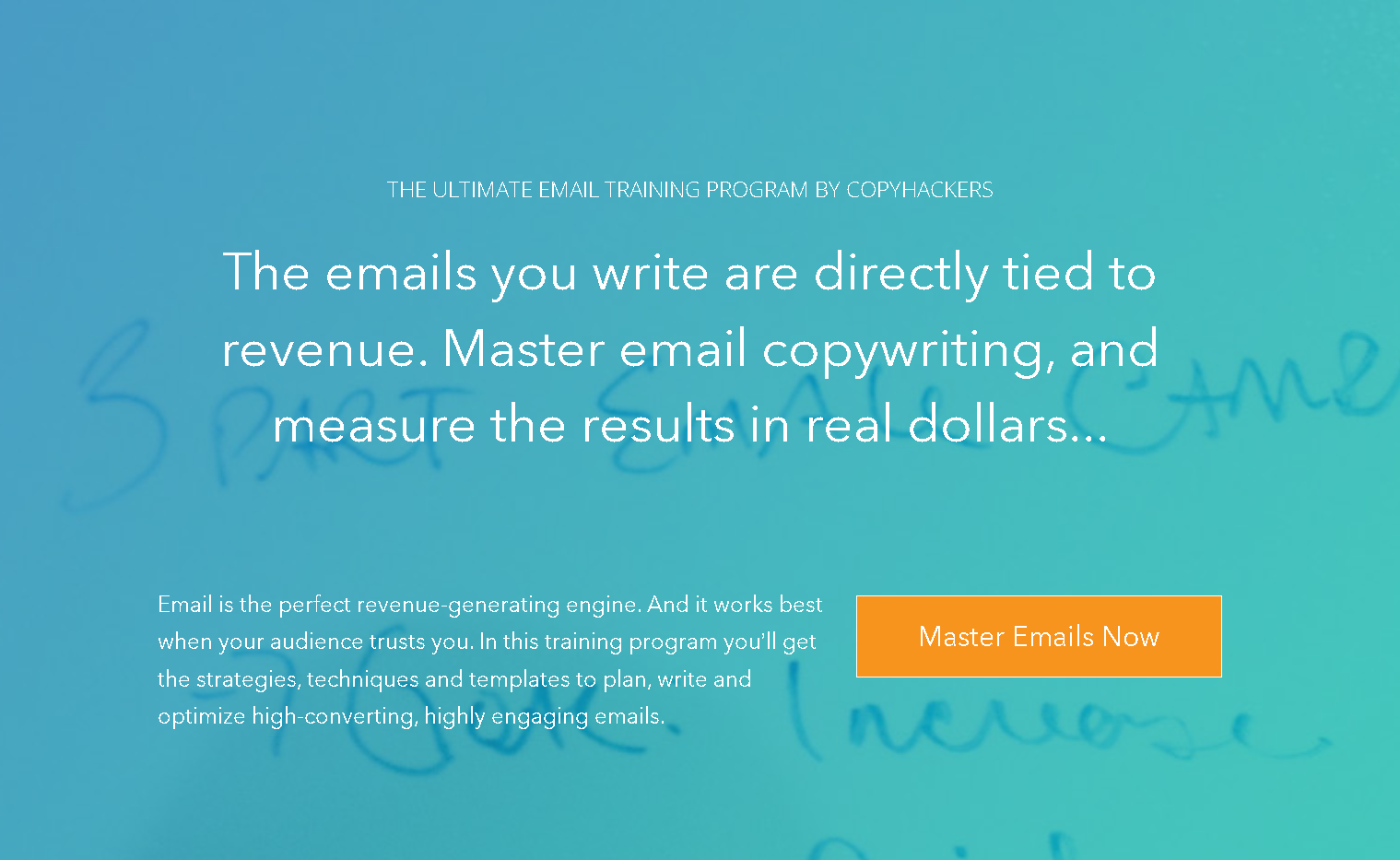 Screenshot of landing page for Copyhackers 10x emails