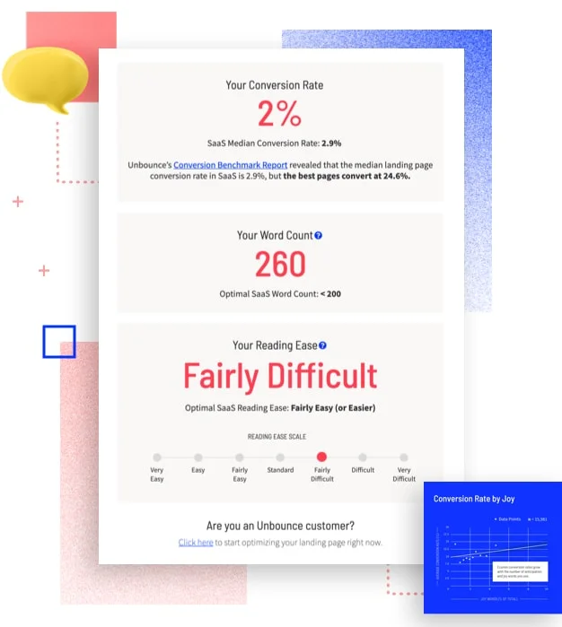 Ecommerce Page Copy Analyzer tool by Unbounce - desktop version