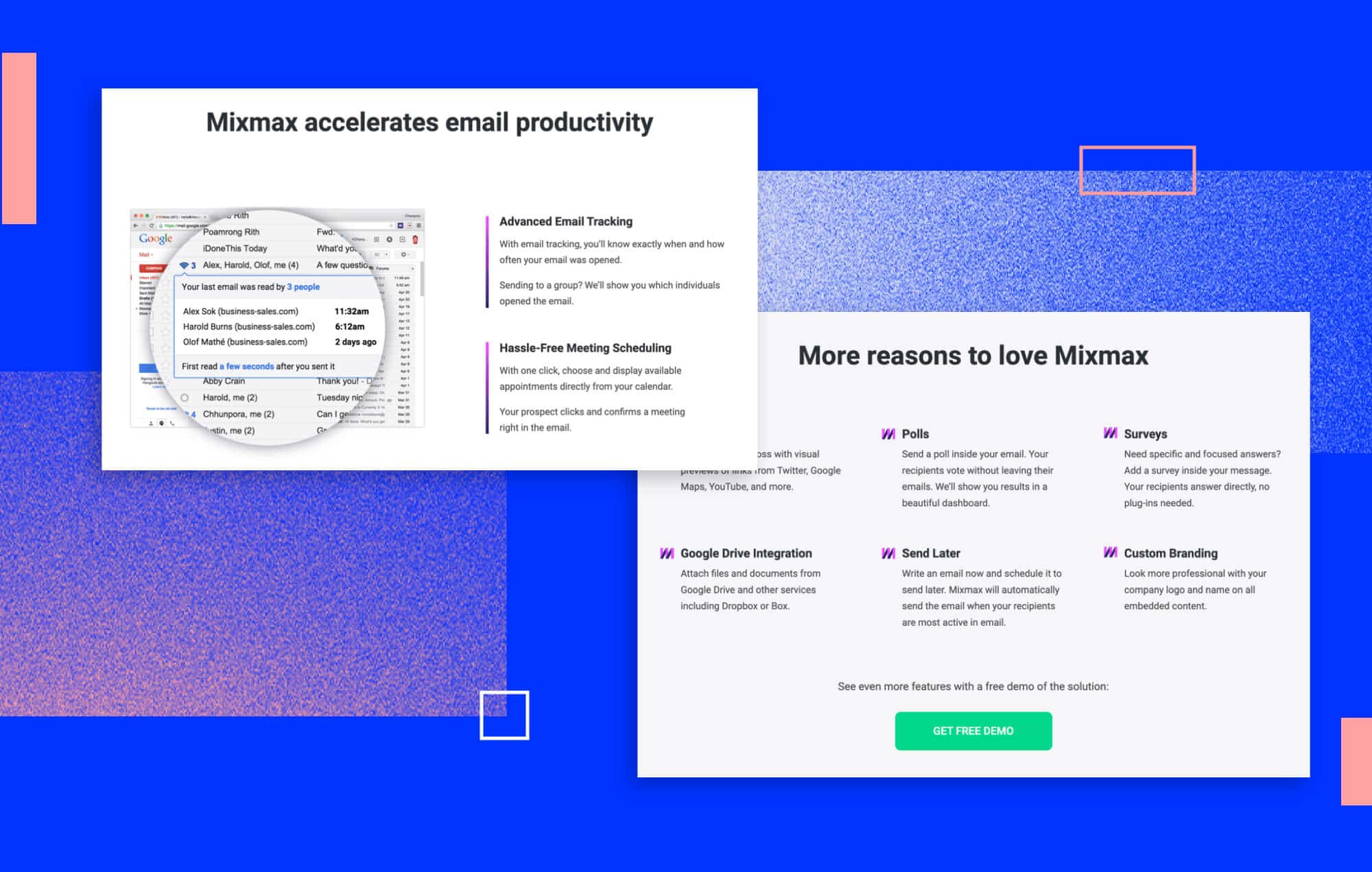 Mixmax example of how to add structure with subheadings - desktop version