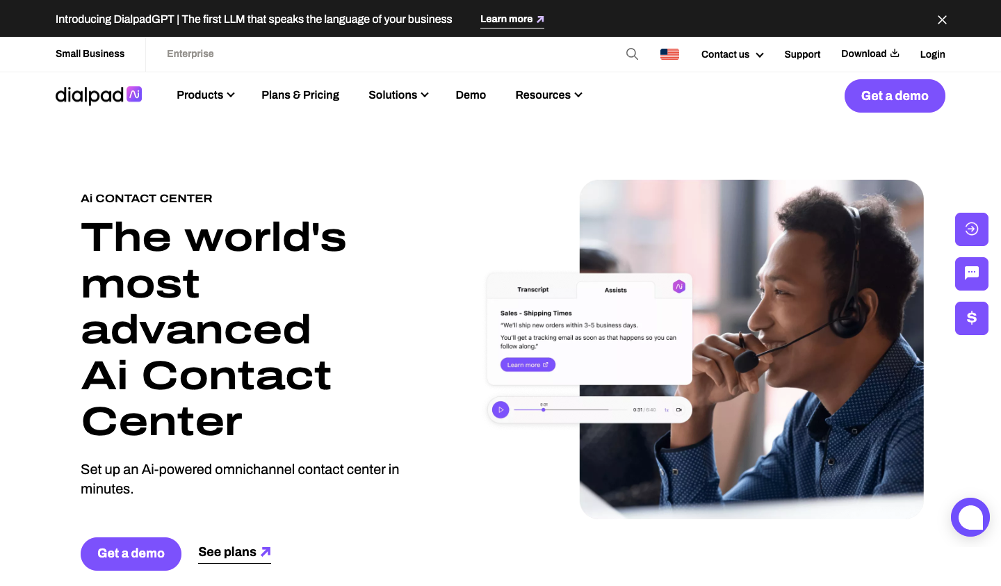 Landing page example from Dialpad