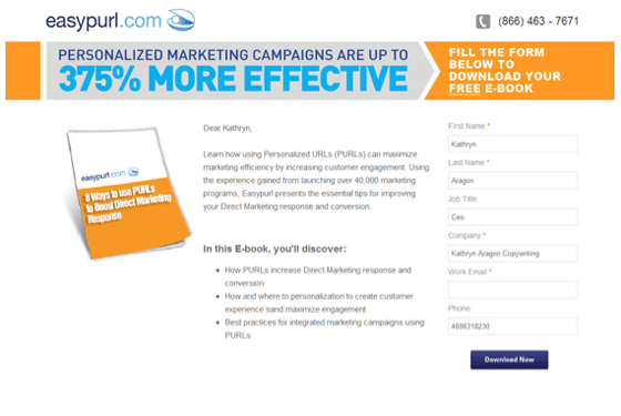 Easypurl Email Campaign Landing Page