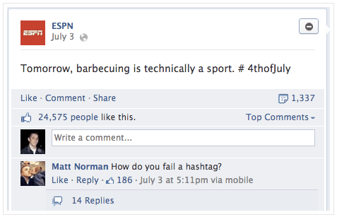 Facebook Hashtag Fail