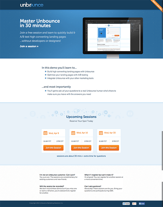 Final Unbounce Webinar Demo Landing Page