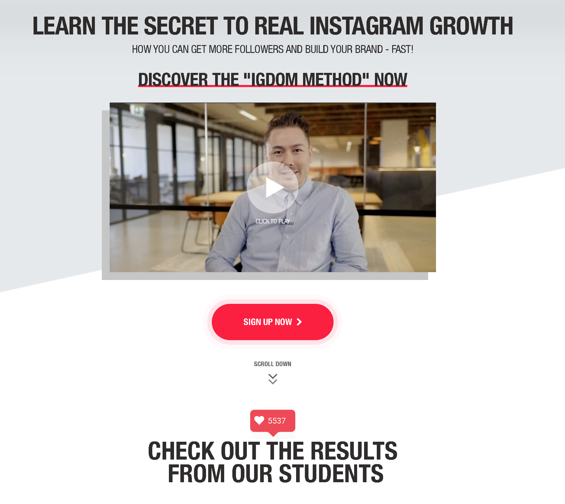 Screenshot of landing page for Foundr Instagram Growth