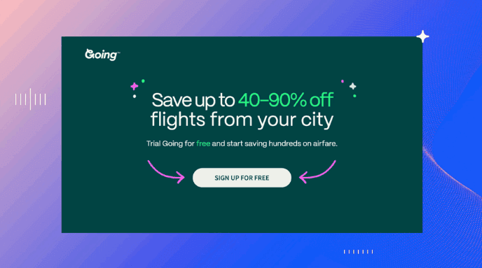 Screenshot of Going CTA A/B Testing examples variant A