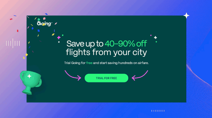 Screenshot of Going CTA A/B Testing examples variant B