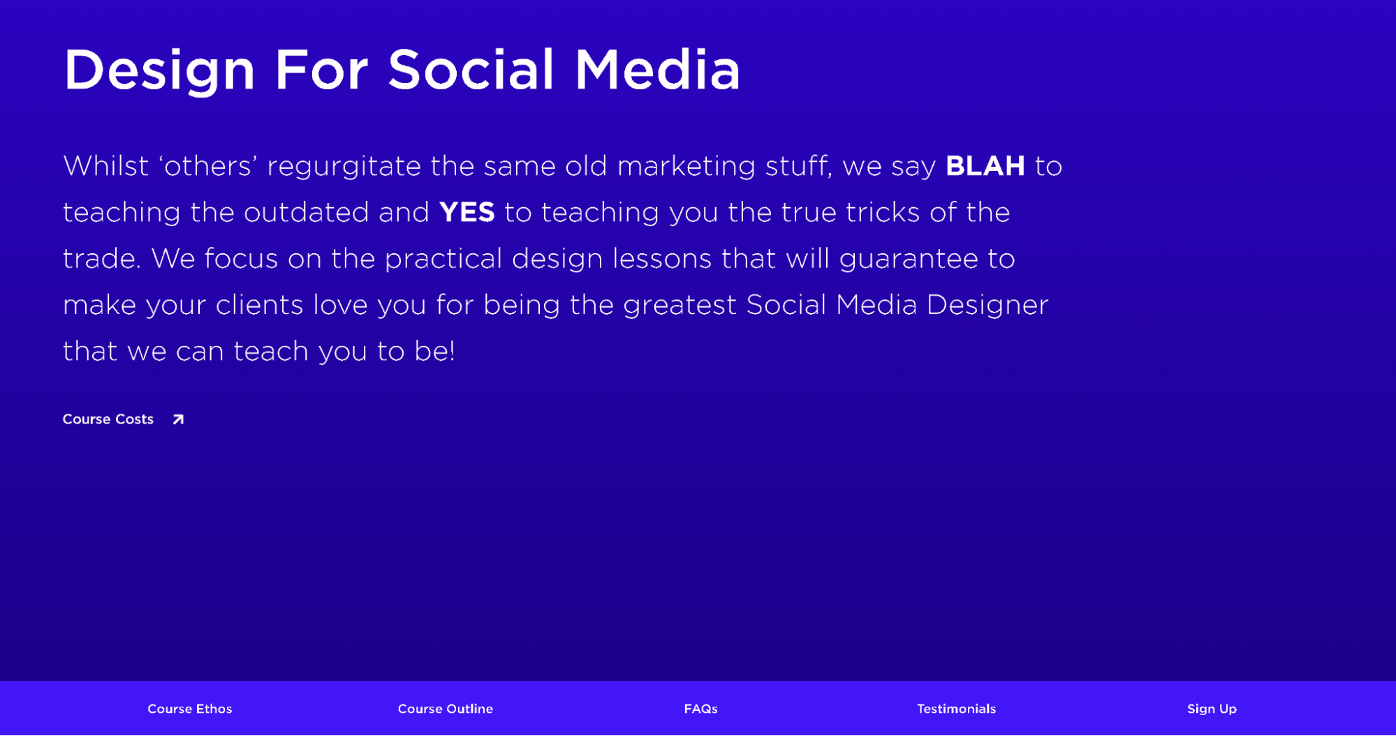 Screenshot of landing page for Graphic Design School