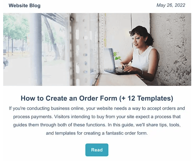 Screenshot of Hubspot email a/b testing example variant A