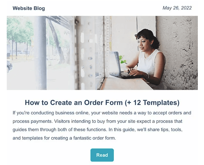 Screenshot of Hubspot email a/b testing example variant B