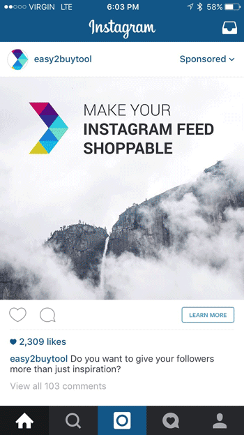 Instagram Ad and Mobile Landing page