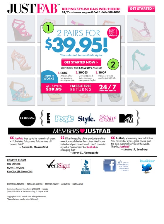 Just Fab Landing Page