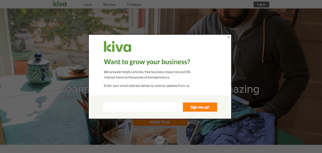 Kiva Homepage Unbounce Convertable
