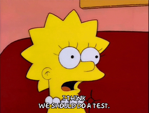 Animated gif of Lisa Simpson saying "I think we should do a test"