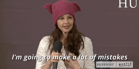 Animated gif of a woman saying she's going to make a lot of mistakes