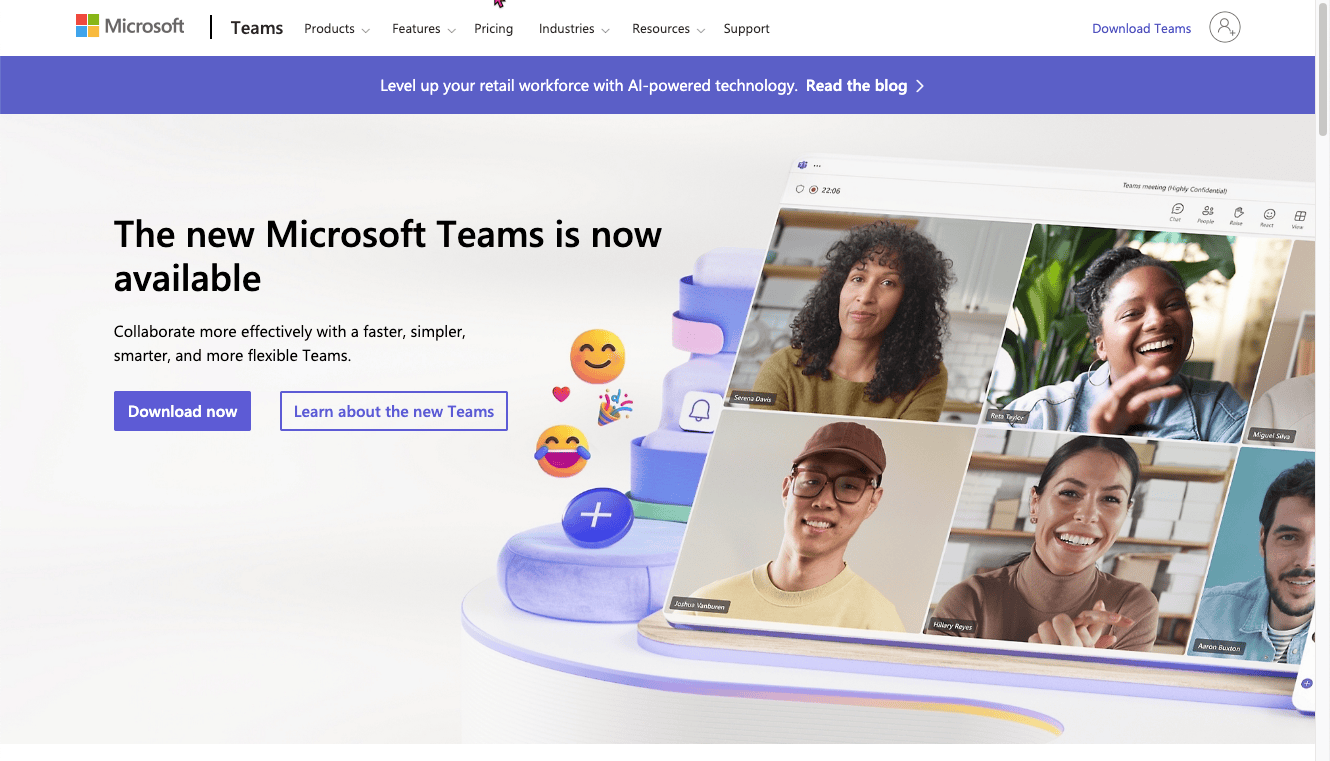 Thumbnail screenshot of a Microsoft Teams landing page