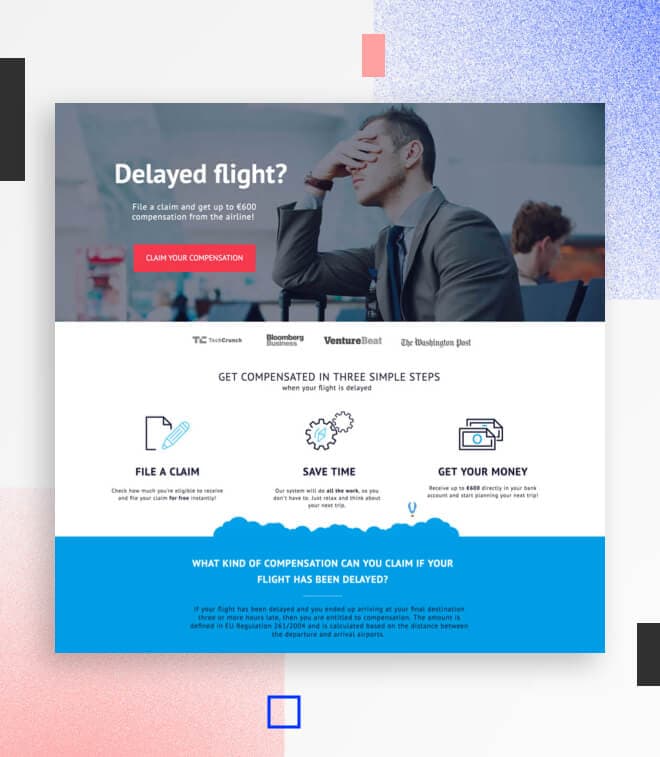 ClaimCompass landing page CTA examples - mobile version