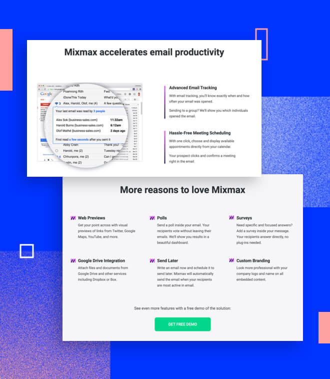 Mixmax example of how to add structure with subheadings - mobile version