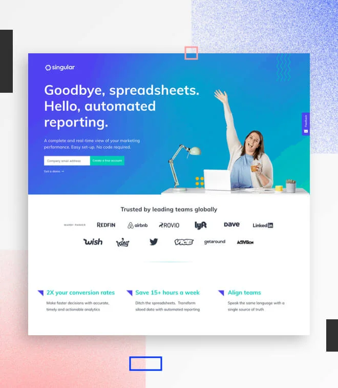 Mobile version of Singular landing page example