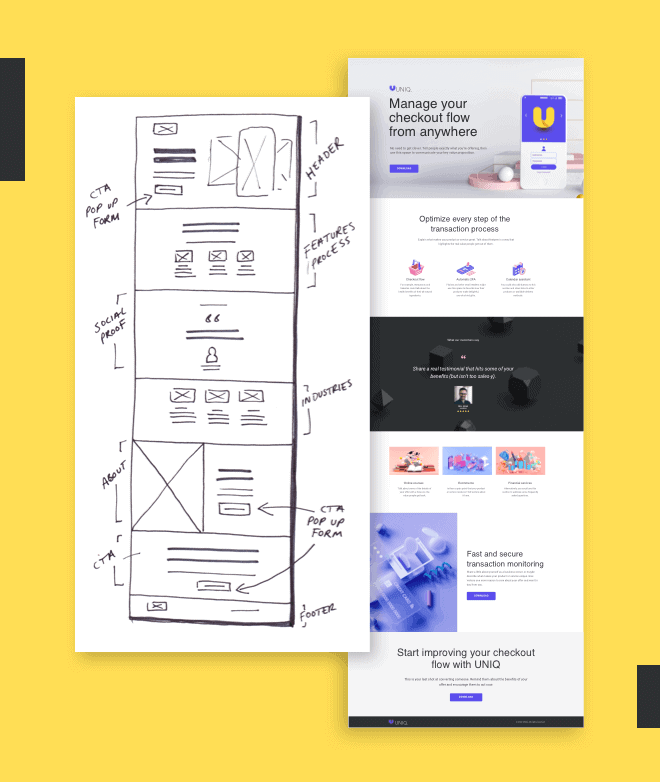 Mobile Image-Wireframe Comparison-Design Pillar