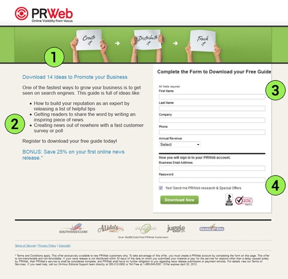 PR Web Landing Page