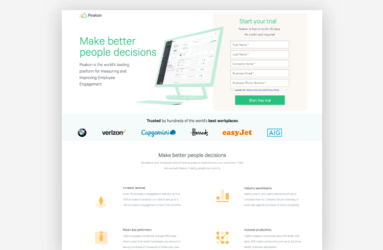 Thumbnail screenshot of a Peakon landing page
