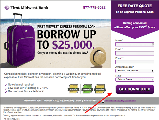 Purple CTA Button Landing Page