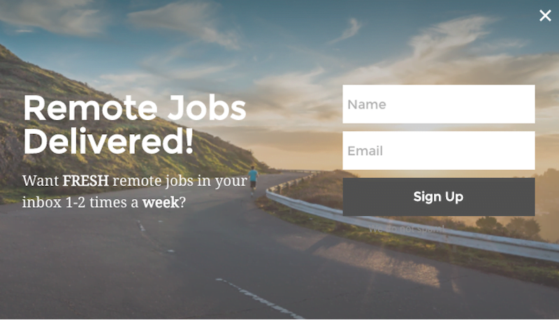 Screenshot of Remote.co email signup webpage