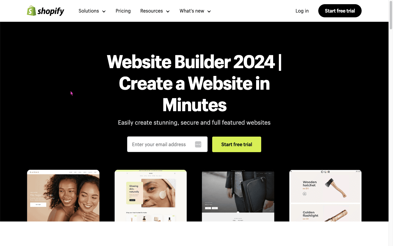 Thumbnail screenshot of a Shopify landing page