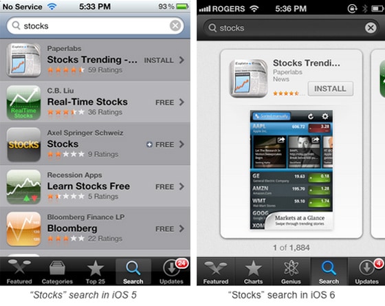 Stocks ios5 and 6