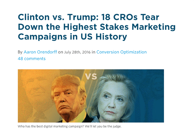 Clinton vs. Trump presidential tear down post