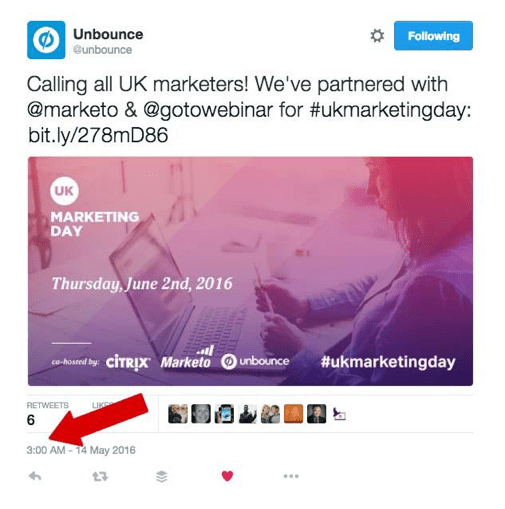 UK Marketing Day promo tweet