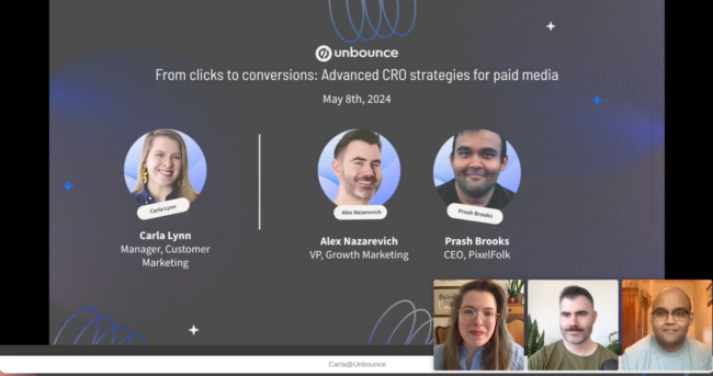 Unbounce CRO and PPC webinar screenshot