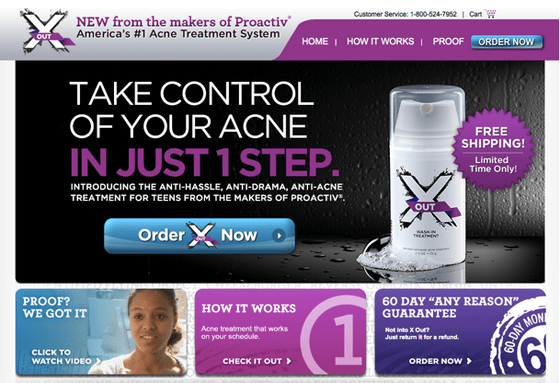 acne product landing page - above the fold