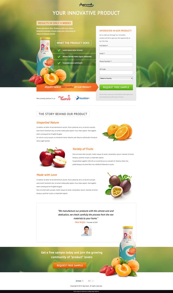 Unbounce landing page template from Themeforest
