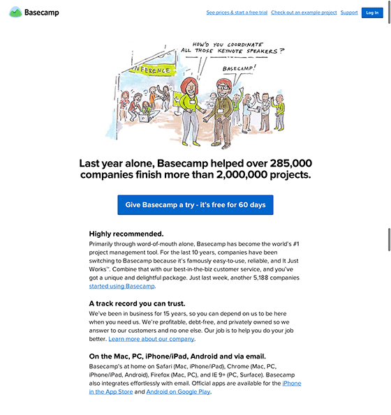 Basecamp Homepage