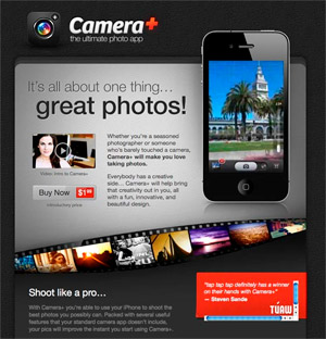 B2C product landing page example