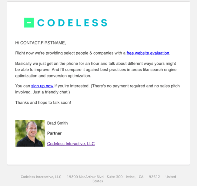 Codeless email