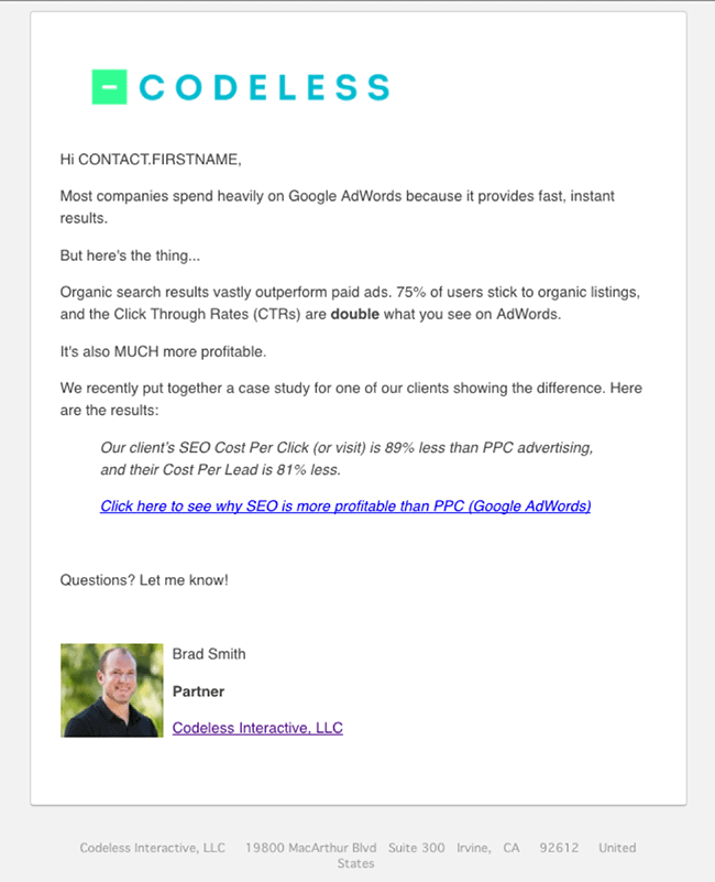 Codeless email