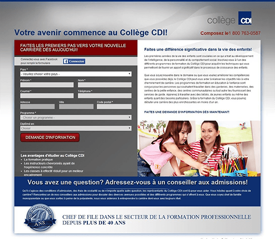 Native Advertising: College CDI landing page
