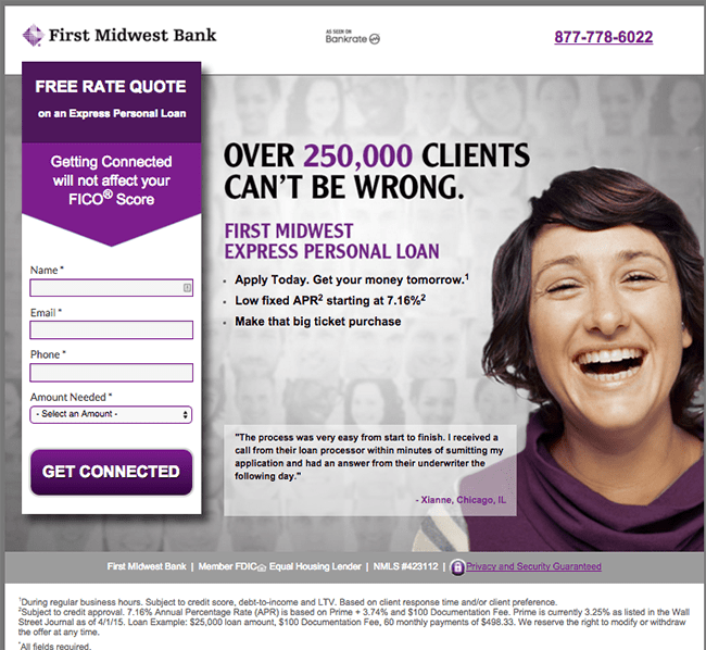 conservative industry landing page example female face