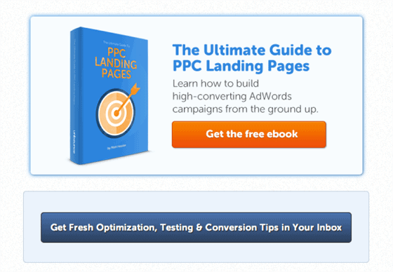 A/B testing guide Unbounce PPC CTA example