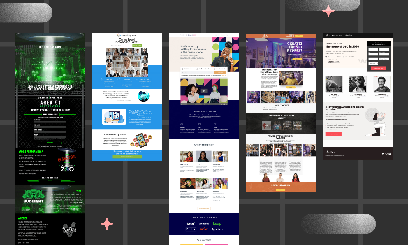 Event landing page examples