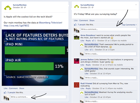 Facebook engagement tactics questions