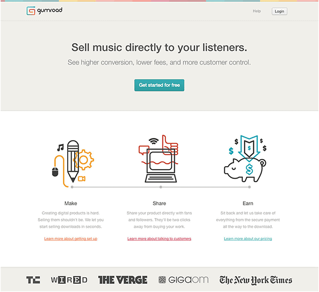 Gumroad landing page