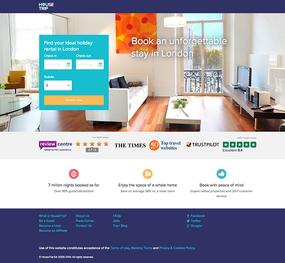 Housetrip Landing Page